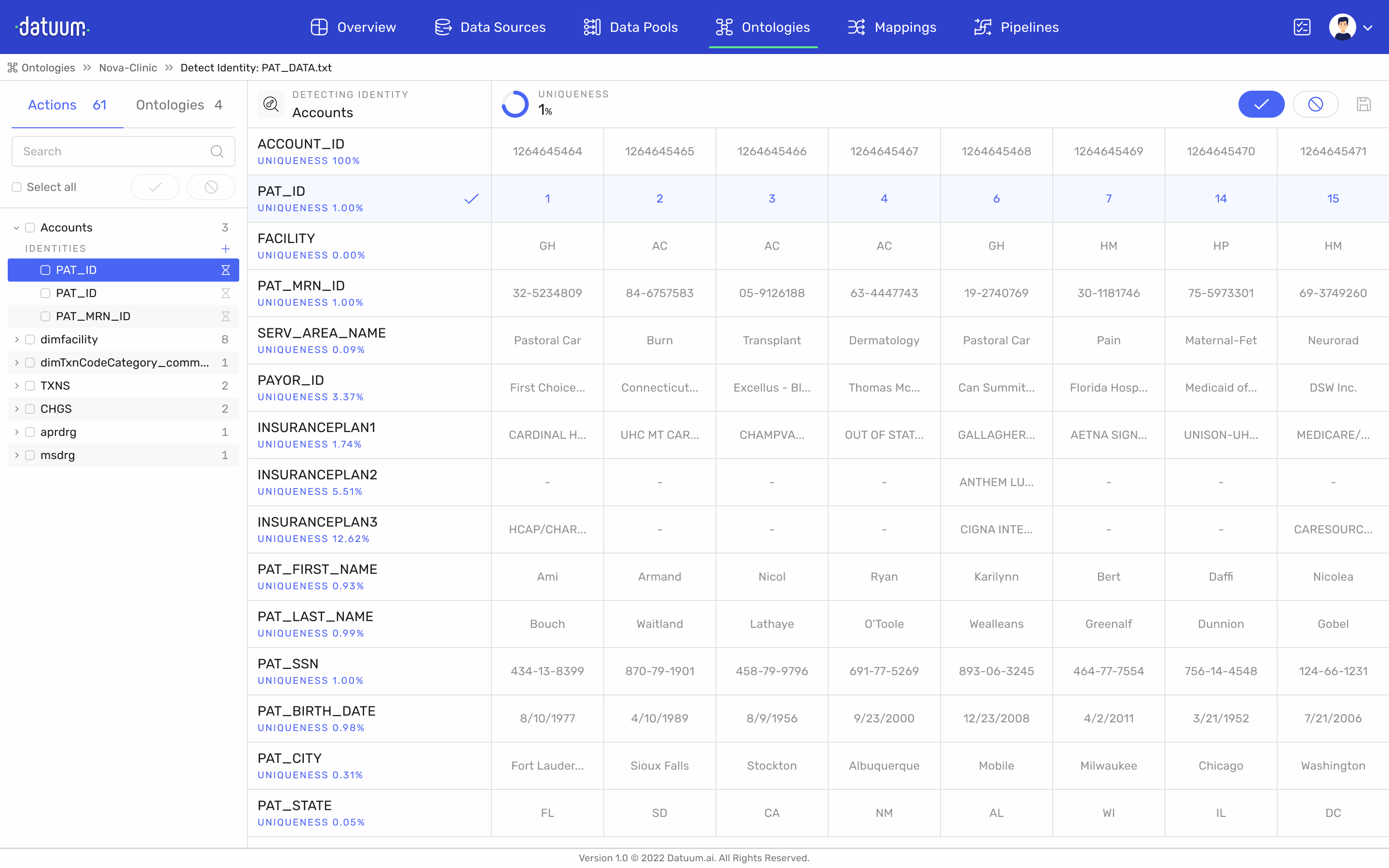 Old UI of Datuum